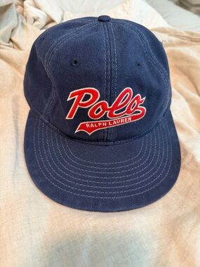 Ralph Lauren Navy Cap with Red Polo Script